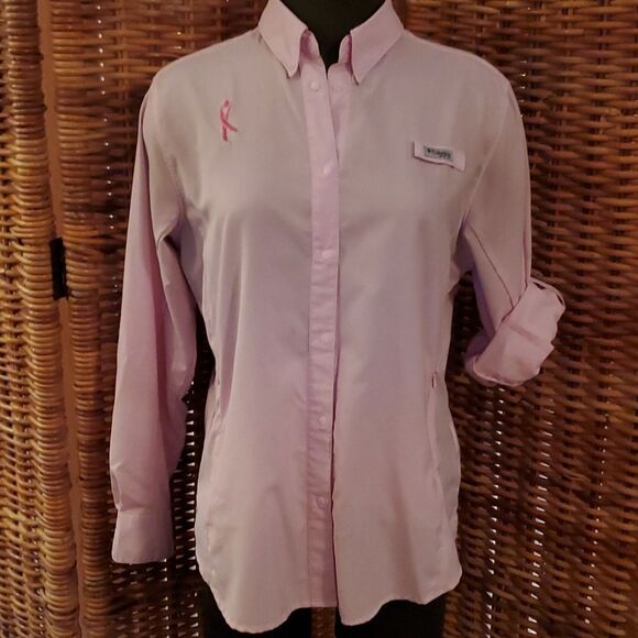 Columbia Omni Shade Breast Cancer Shirt L - Picture 1 of 7